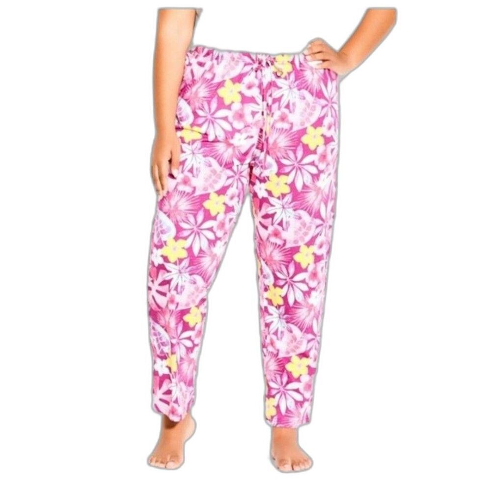 Women's AVENUE Print Sleep Bottoms fresh fabric magenta floral Size 22 / 24.